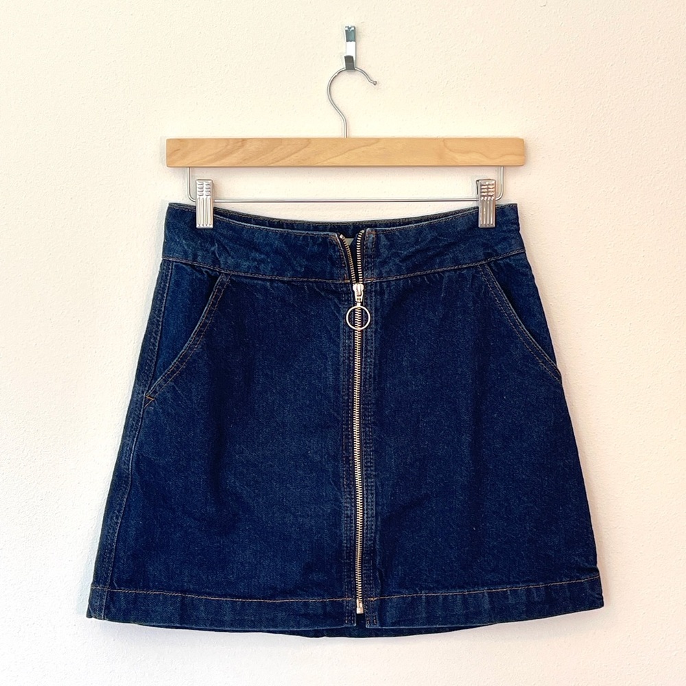 Topshop Moto Denim Zip Mini Skirt